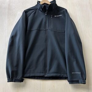 Columbia Omni-Shield Jacket Mens Large Black Softshell Full Zip Fleece Lined